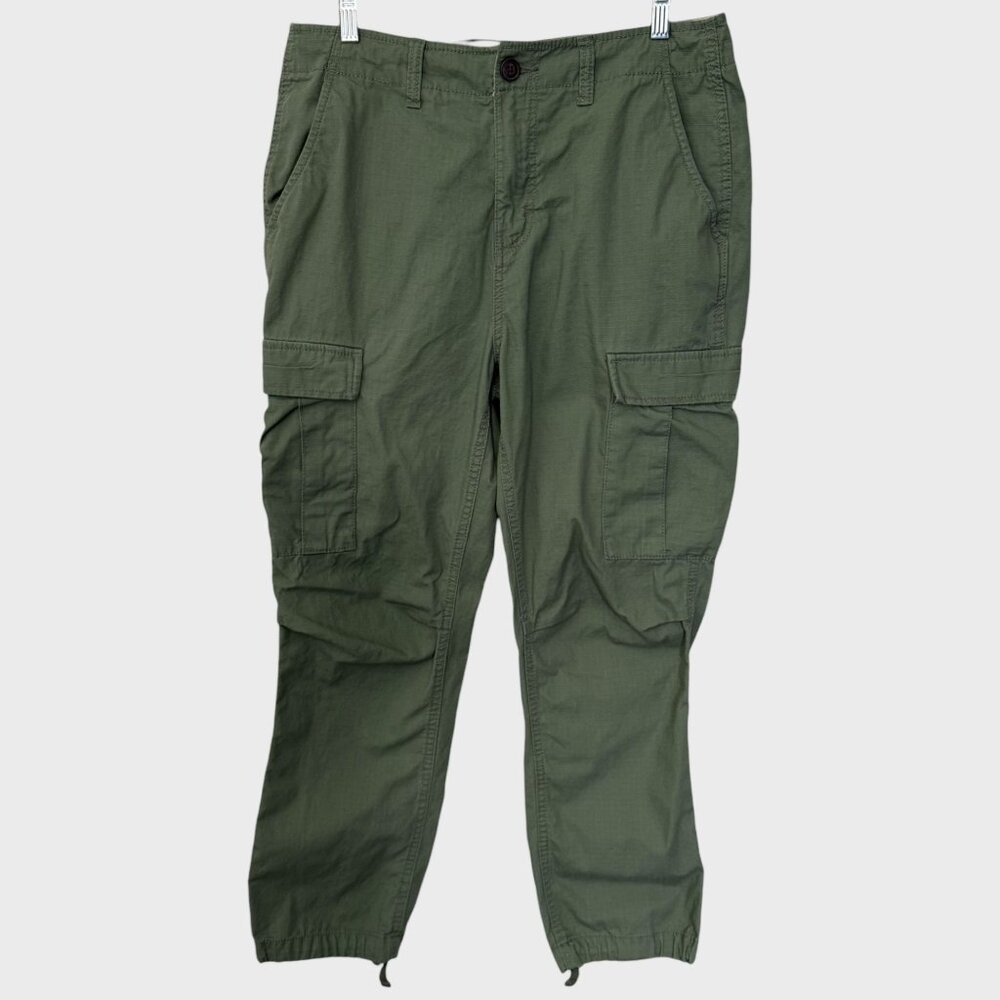 Aeropostale Woven Rip-Stop Cargo Pants Green Men's 32X30 Relaxed-Fit 100% Cotton